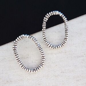 Silver Open Oval Post Earrings, NWT